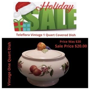 1980's Teleflora Pedestal Fruit Motif w/Lid